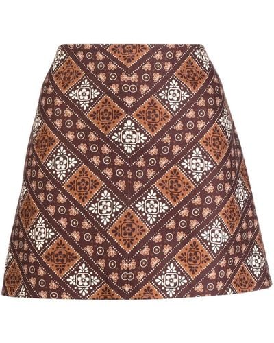 ALÉMAIS Carmella Floral-print Mini Skirt - Brown
