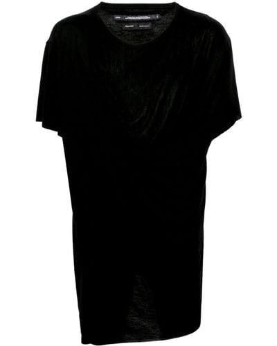 Julius T-shirt drappeggiata con scollo rotondo - Nero