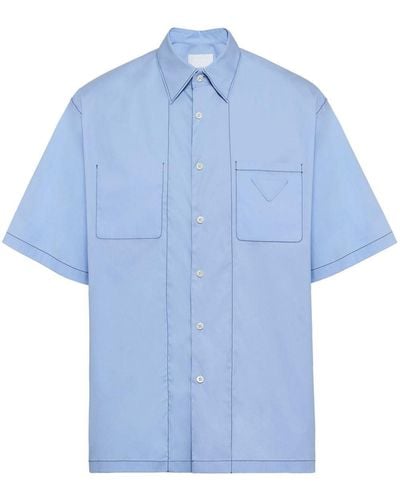 Prada Camisa con logo triangular - Azul