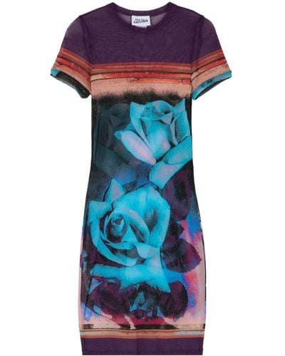 Jean Paul Gaultier Roses Mesh Minidress - Meerkleurig