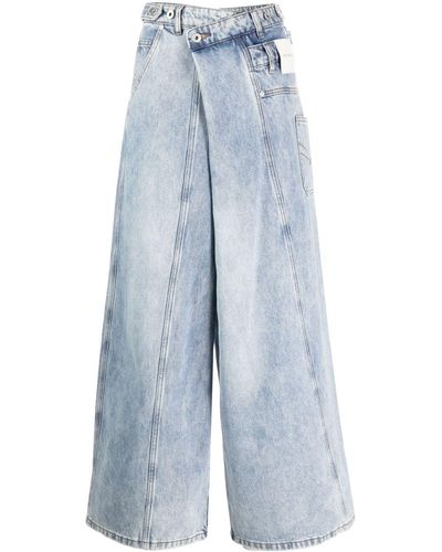 Feng Chen Wang Twisted Wide-leg Jeans - Blue