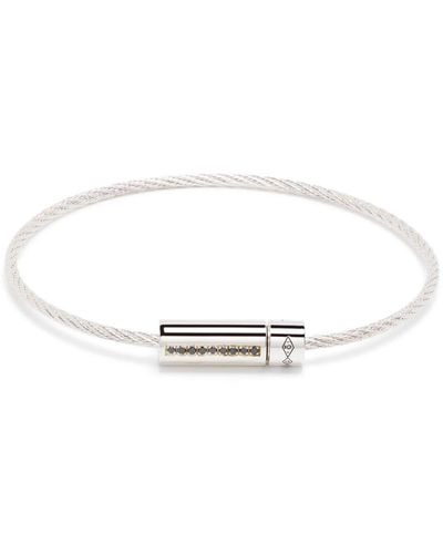 Le Gramme Bracelet Le 7g Cable pavé de diamants - Blanc