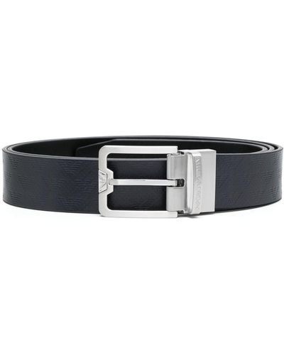 Emporio Armani レザーバックル ベルト - ブラック