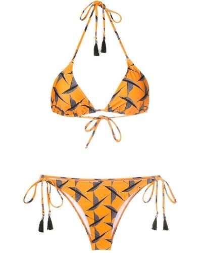 Lygia & Nanny Maya Bird-print Bikini Set - Orange