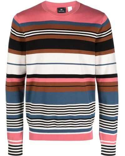 PS by Paul Smith Striped Organic Cotton Sweater - White