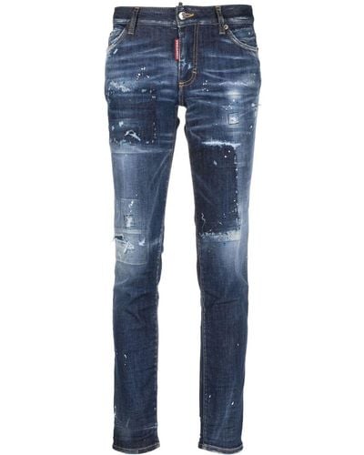 DSquared² Schmale Jeans im Distressed-Look - Blau