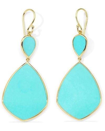 Ippolita 18kt Yellow Gold Polished Rock Candy Large Snowman Turquoise Earrings - Blue