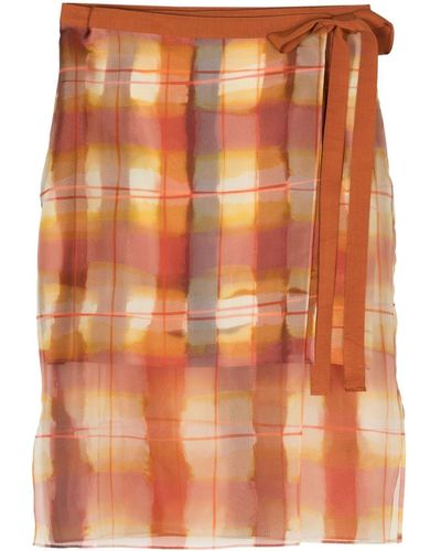 Lee Mathews Amelie Checked Wrap Skirt - Orange