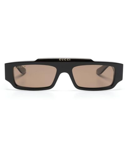Gucci Logo-print Rectangle-frame Sunglasses - Black