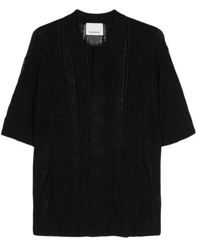 Isabel Marant Dickens Open-knit Polo Shirt - Black