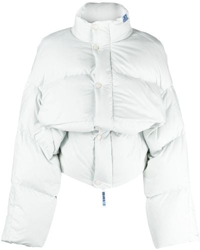 Maison Mihara Yasuhiro Geraffte Cropped-Jacke - Weiß