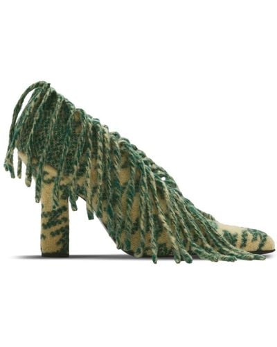 Burberry 100mm Abstract-pattern Fringed Pumps - Green