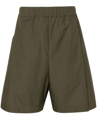 Laneus Elasticated-waist Cotton Shorts - Green