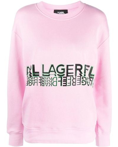 Karl Lagerfeld Logo-print Crew-neck Sweatshirt - Pink