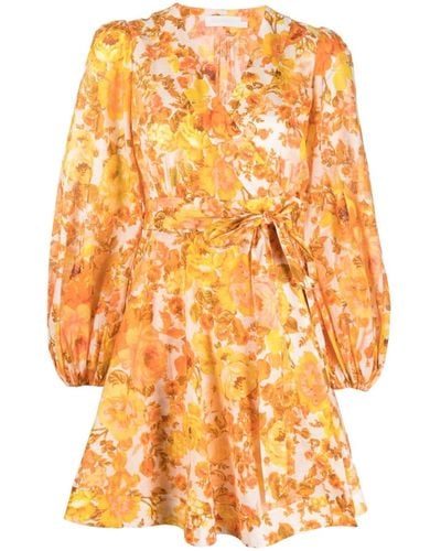 Zimmermann フローラル ラップドレス - オレンジ