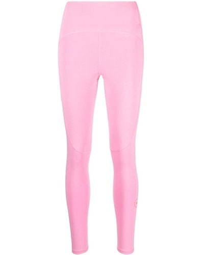 adidas By Stella McCartney High-Waist-Leggings mit Logo-Print - Pink