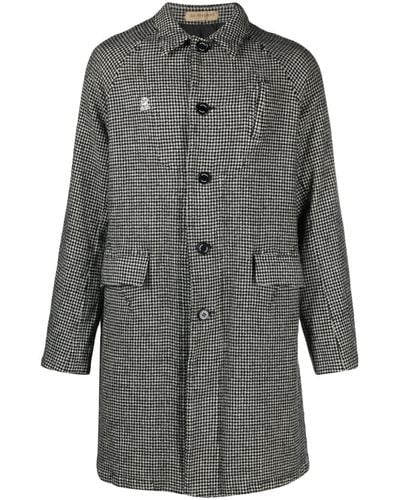 Undercover Houndstooth Logo-patch Wool Coat - Grey