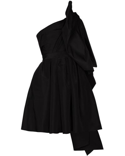 Carolina Herrera One Shoulder Bow Detail Mini Dress - Black