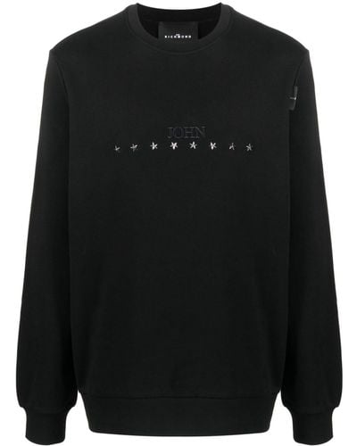 John Richmond Logo-embroidered Cotton Sweatshirt - Black