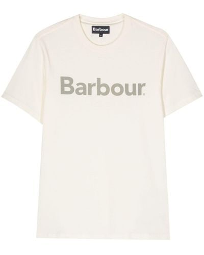 Barbour Logo-print Cotton T-shirt - Natural