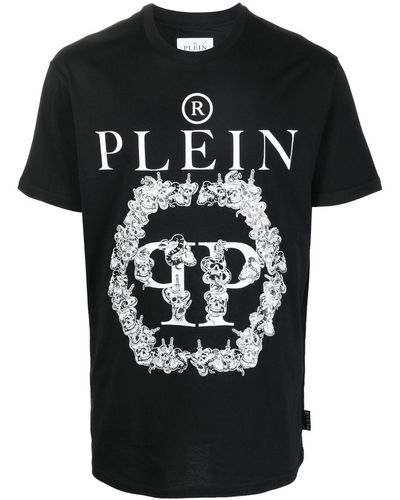 Philipp Plein T-shirt en coton à logo imprimé - Noir