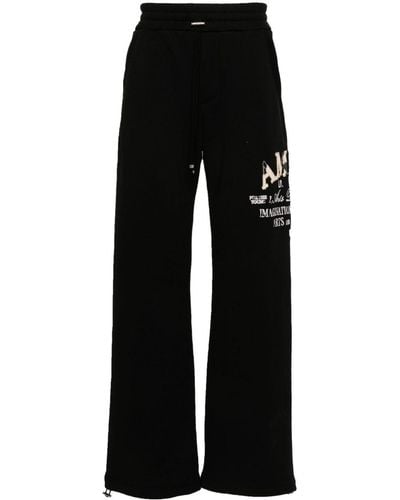 Amiri Logo-embroidered Wide-leg Track Trousers - Black