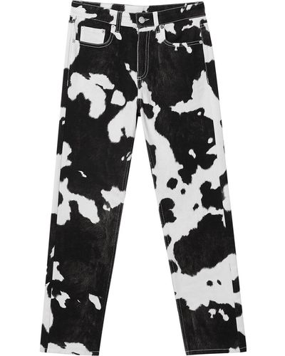 Burberry Straight Fit Cow Print Jeans - Black