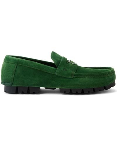 Ferragamo Charm-detailing Suede Loafers - Green