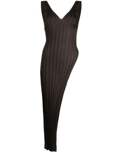 Isabel Benenato Sleeveless Ribbed-knit Dress - Black