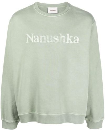 Nanushka Sweatshirt mit Logo-Stickerei - Grün