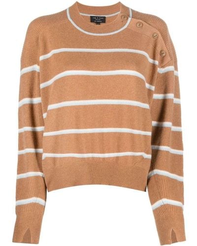 Rag & Bone Striped Cashmere Sweater - Brown