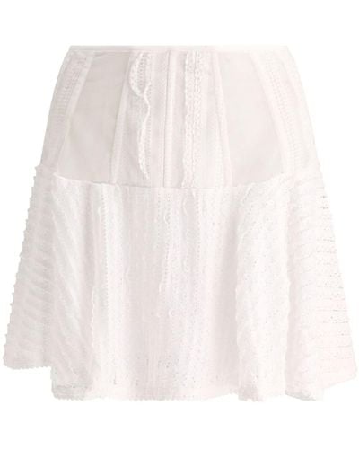 Charo Ruiz Hamaty Semi-sheer Lace Skirt - White