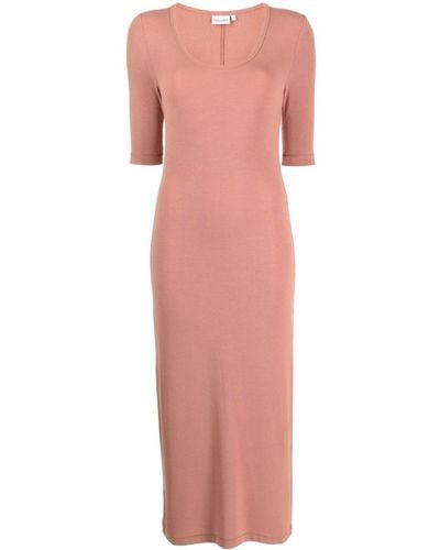 Calvin Klein Ribbed-knit Stretch-modal Dress - Pink