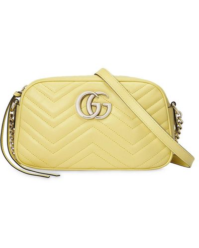 Gucci Small GG Marmont Leather Shoulder Bag - Yellow