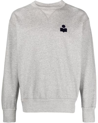 Isabel Marant Mike Flocked-logo Sweatshirt - Grey