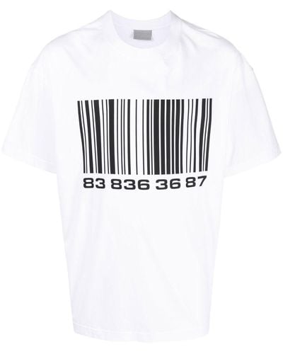 VTMNTS Camiseta con estampado de código de barras - Blanco