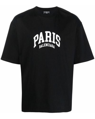 Balenciaga T-shirt à logo imprimé Paris - Noir