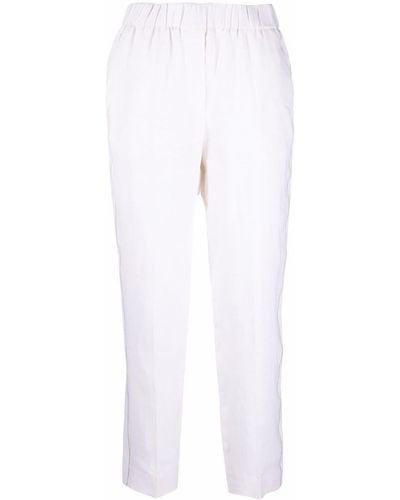 Peserico Cropped-Hose aus Leinen - Weiß