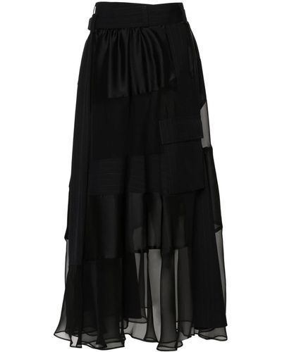 Sacai Asymmetric Panelled Skirt - Black