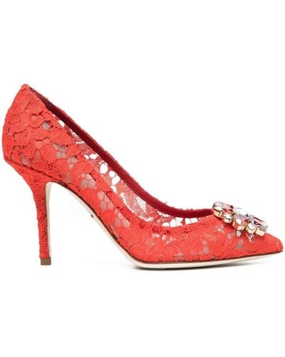 Dolce & Gabbana Verzierte Pumps aus Spitze - Orange