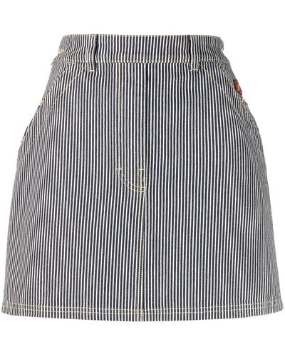 KENZO Striped A-line Denim Skirt - Grey