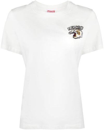 KENZO T-shirt Met Geborduurde Tijger - Wit