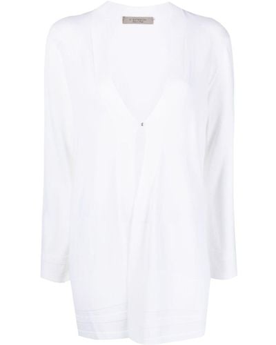 D.exterior V-neck Long-sleeve Cardi-coat - White