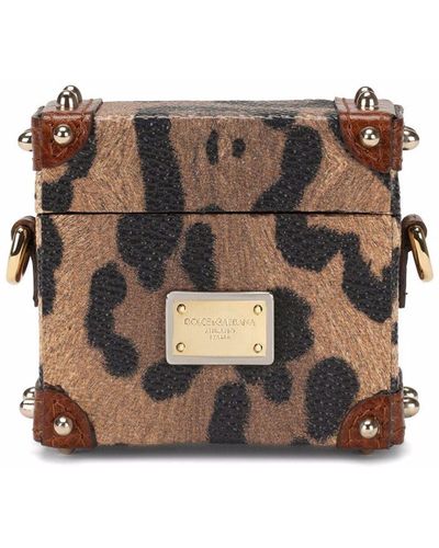 Dolce & Gabbana Leopard-print Trunk Airpods Case - Brown