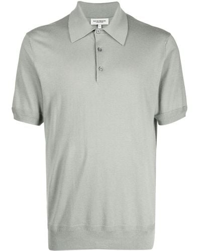 MAN ON THE BOON. Short-sleeve Knitted Polo Shirt - Grey