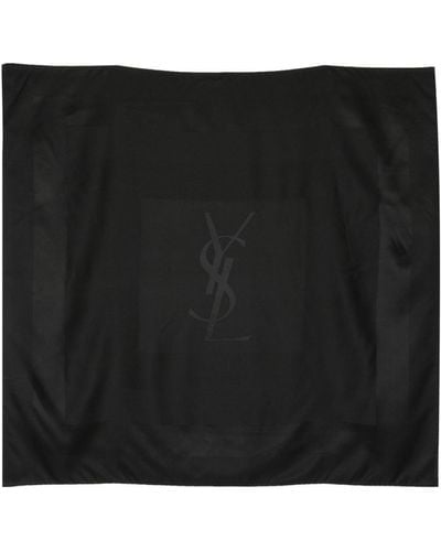 Saint Laurent Logo-print Silk Scarf - Black