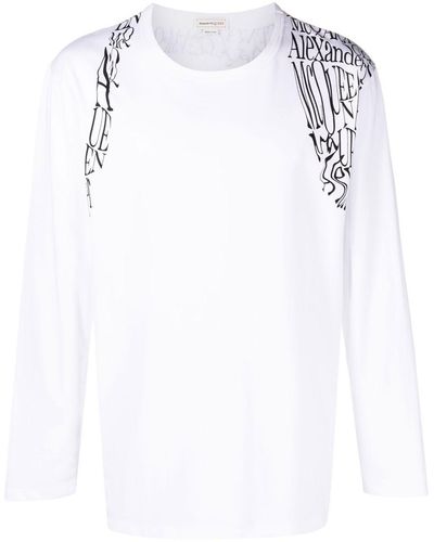 Alexander McQueen Logo-print Long Sleeve T-shirt - White