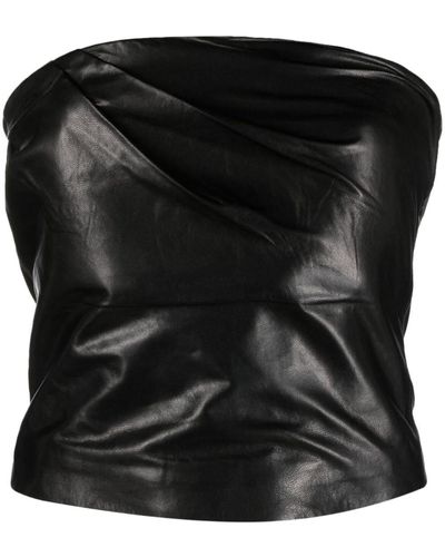 IRO Davea Cropped-Top aus Leder - Schwarz