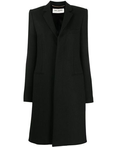 Saint Laurent Single Breasted Mid-length Coat - Black
