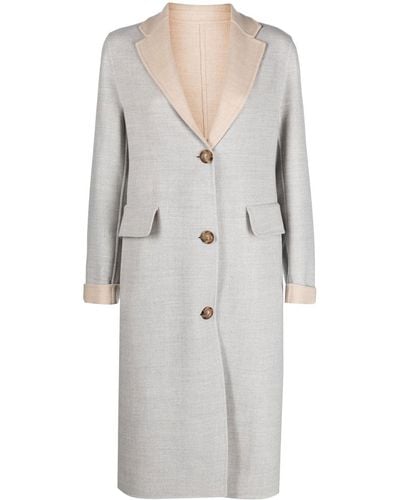 Eleventy Two-tone Single-breasted Wool Coat - Gray